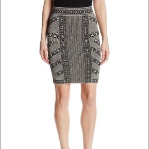 Herve Léger BCBG Geometric Relief Jacquard Skirt